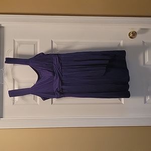Navy summer dress with front draping